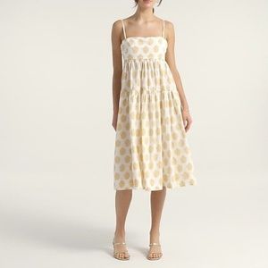 JCREW PETITE TIE-BACK TIERED DRESS IN GATHERED FLORAL BLOCK PRINT
